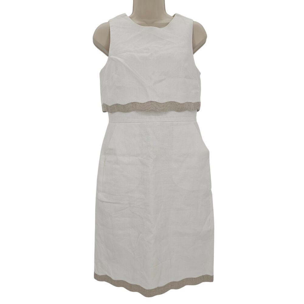 J. Crew Womans size 2 Going Places Knee Length Linen Tank Dress Ivory G4446